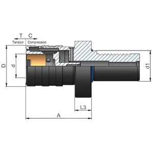 Kierteitysistukka joustolla