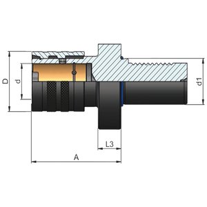 Kierteitysistukka ilman joustoa