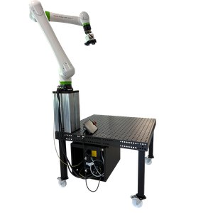 Liikuteltava yhteistyörobottisolu (kuvan esimerkki solussa FANUC CRX-10iA/L + Siegmund Hitsauspöytä Professional 7501200x1200x100 + SCHUNK EZU 30 servotarttuja)